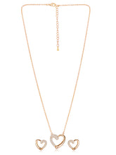 Dreamy Rose Gold CZ Heart Pendant Set