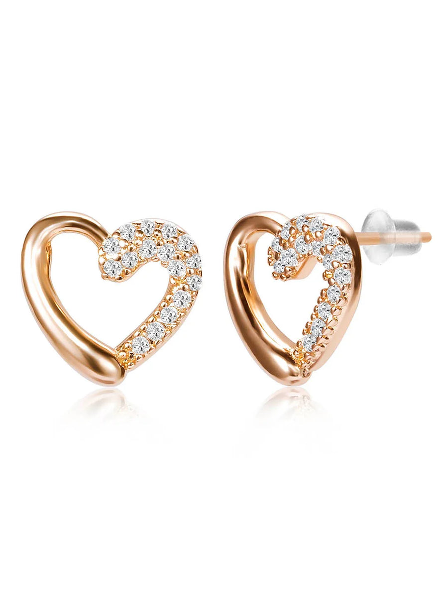Dreamy Rose Gold CZ Heart Pendant Set
