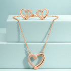 Dreamy Rose Gold CZ Heart Pendant Set