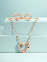 Dreamy Rose Gold CZ Heart Pendant Set