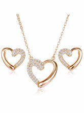 Dreamy Rose Gold CZ Heart Pendant Set