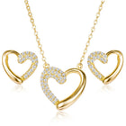 Dreamy Gold-Plated CZ Heart Pendant Set