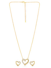 Dreamy Gold-Plated CZ Heart Pendant Set