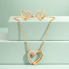 Dreamy Gold-Plated CZ Heart Pendant Set