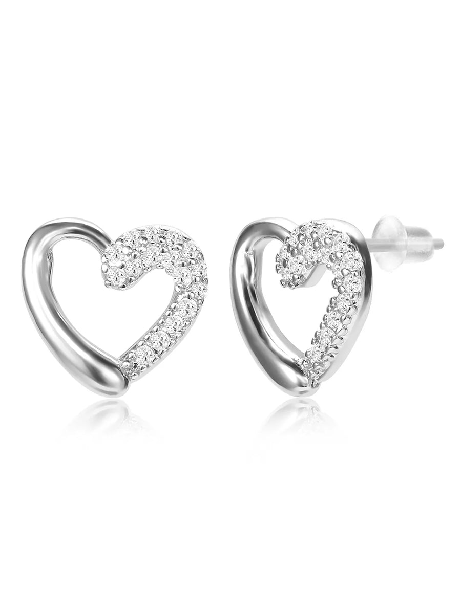 Dreamy Silver-Plated CZ Heart Pendant Set