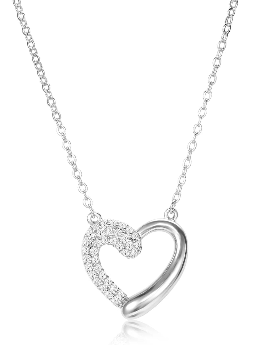 Dreamy Silver-Plated CZ Heart Pendant Set