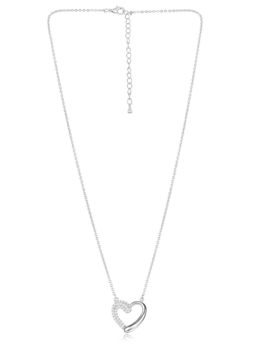 Dreamy Silver-Plated CZ Heart Pendant Set