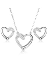 Dreamy Silver-Plated CZ Heart Pendant Set