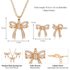 Dainty Rose Gold CZ Bow Pendant Set