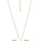 Dainty Rose Gold CZ Bow Pendant Set
