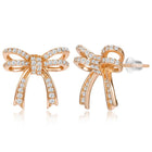 Dainty Rose Gold CZ Bow Pendant Set
