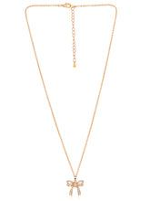 Dainty Rose Gold CZ Bow Pendant Set