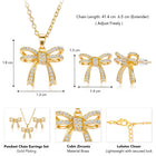 Dainty Gold-Plated CZ Bow Pendant Set