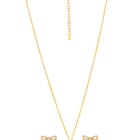 Dainty Gold-Plated CZ Bow Pendant Set