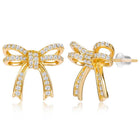 Dainty Gold-Plated CZ Bow Pendant Set