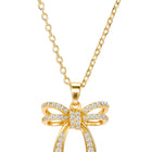 Dainty Gold-Plated CZ Bow Pendant Set