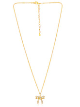 Dainty Gold-Plated CZ Bow Pendant Set