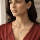 Dainty Silver-Plated CZ Bow Pendant Set