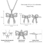 Dainty Silver-Plated CZ Bow Pendant Set