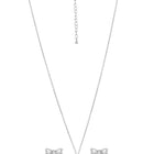 Dainty Silver-Plated CZ Bow Pendant Set
