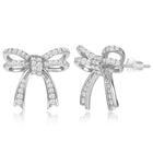 Dainty Silver-Plated CZ Bow Pendant Set