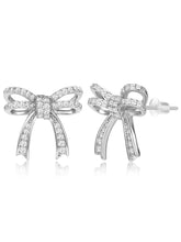 Dainty Silver-Plated CZ Bow Pendant Set