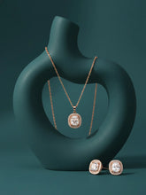 Luxe Rose Gold CZ Cushion Pendant Set