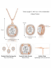 Luxe Rose Gold CZ Cushion Pendant Set