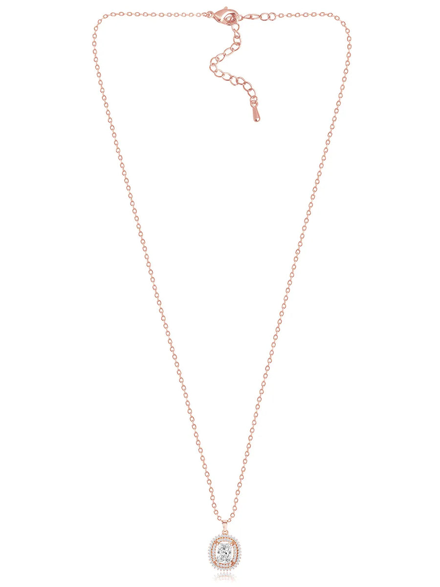 Luxe Rose Gold CZ Cushion Pendant Set