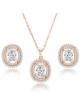 Luxe Rose Gold CZ Cushion Pendant Set