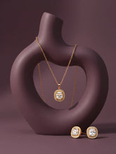 Luxe Gold CZ Cushion Pendant Set