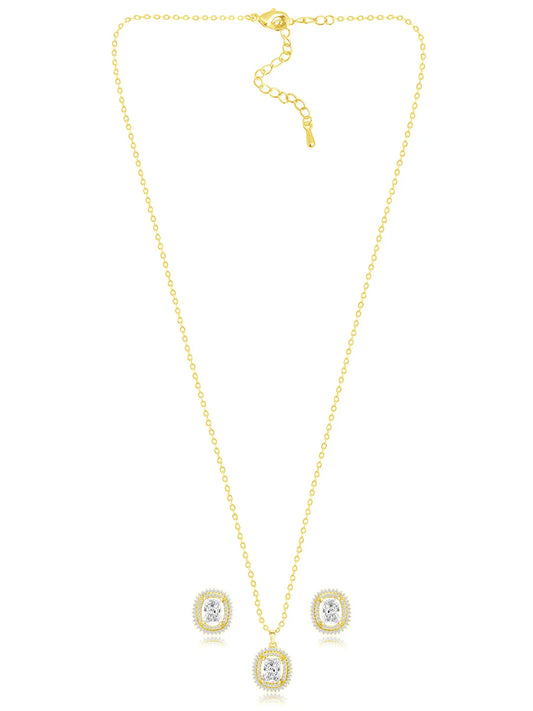 Luxe Gold CZ Cushion Pendant Set