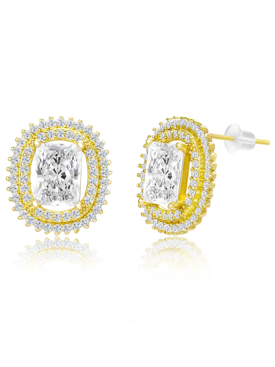 Luxe Gold CZ Cushion Pendant Set