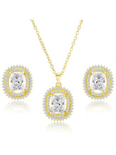 Luxe Gold CZ Cushion Pendant Set