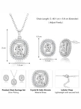 Luxe Silver-Plated CZ Cushion Pendant Set