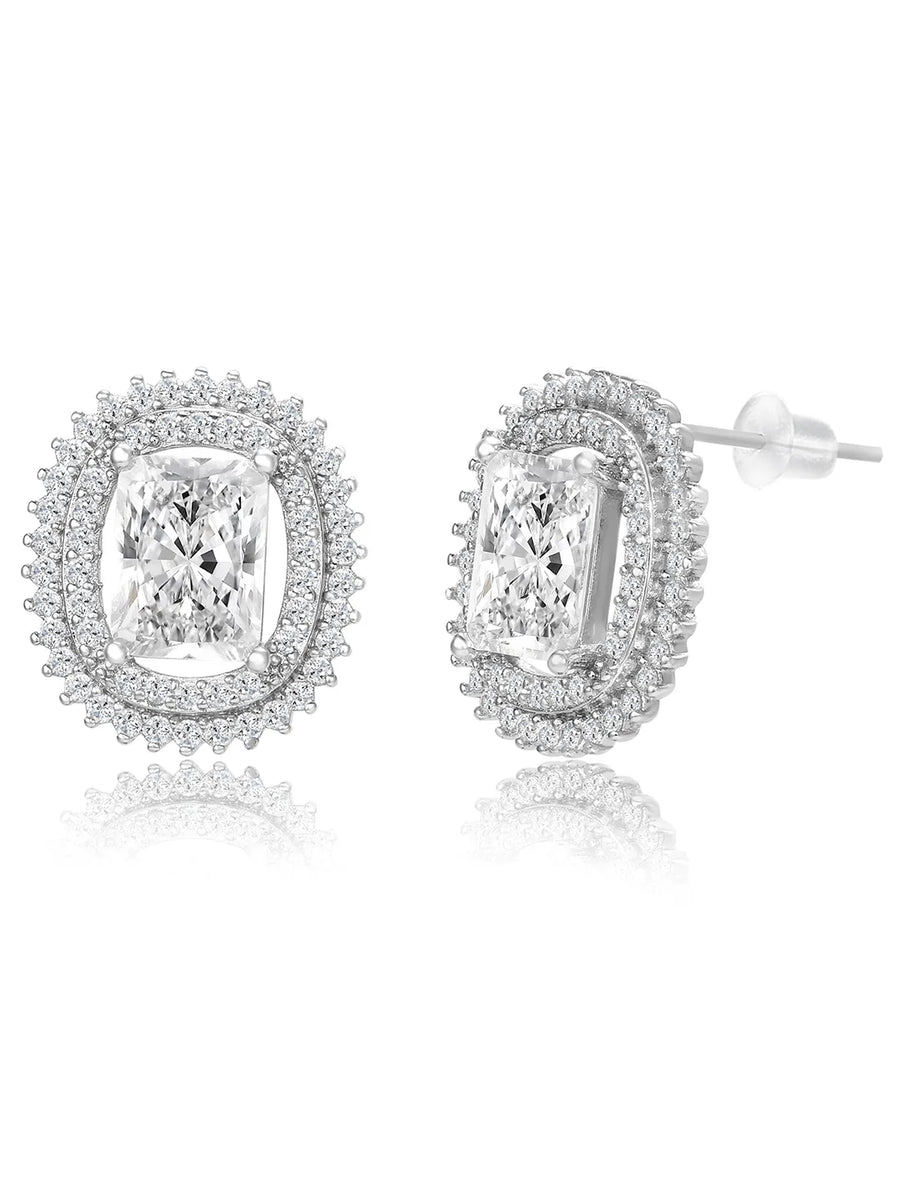 Luxe Silver-Plated CZ Cushion Pendant Set