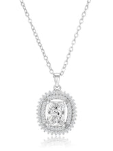 Luxe Silver-Plated CZ Cushion Pendant Set
