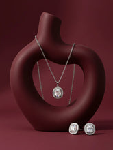 Luxe Silver-Plated CZ Cushion Pendant Set