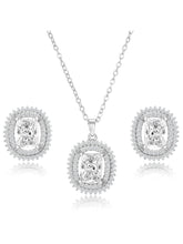 Luxe Silver-Plated CZ Cushion Pendant Set