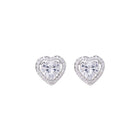 Peora Luxe CZ Heart Stud Earrings - Silver