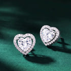 Peora Luxe CZ Heart Stud Earrings - Silver
