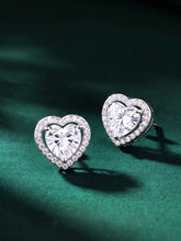 Peora Luxe CZ Heart Stud Earrings - Silver