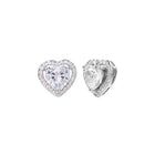 Peora Luxe CZ Heart Stud Earrings - Silver