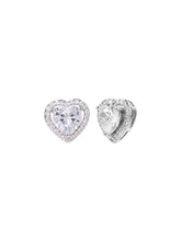 Peora Luxe CZ Heart Stud Earrings - Silver