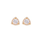 Peora Triangle Halo Stud Earrings - Gold
