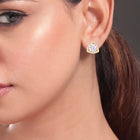 Peora Triangle Halo Stud Earrings - Gold