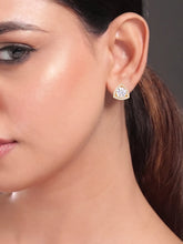 Peora Triangle Halo Stud Earrings - Gold