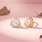 Peora Triangle Halo Stud Earrings - Gold