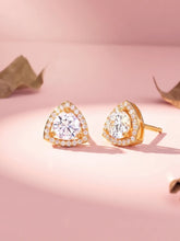 Peora Triangle Halo Stud Earrings - Gold