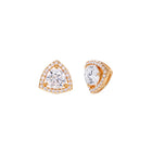 Peora Triangle Halo Stud Earrings - Gold